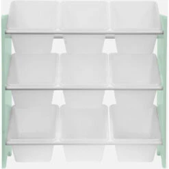 Contenitore Per Bambini Con 9 Scomparti, Verde Celeste - Tobias - MDF In Legno Naturale, 64x29,5x60cm -Armonia Casa 95084222 4