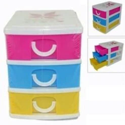 Trade Shop - Cassettiera Piccola 3 Cassetti 11,5x13x9cm Colorata Multiuso Minuteria