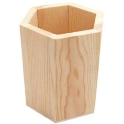 Trade Shop - Portapenne Legno Esagonale 64888 Organizer H11.5cm Penne Contenitore