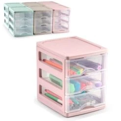 Trade Shop - Cassettiera Turia In Plastica 3 Cassetti 13.5 X 17 X 17 Cm Vari Colori 112241a