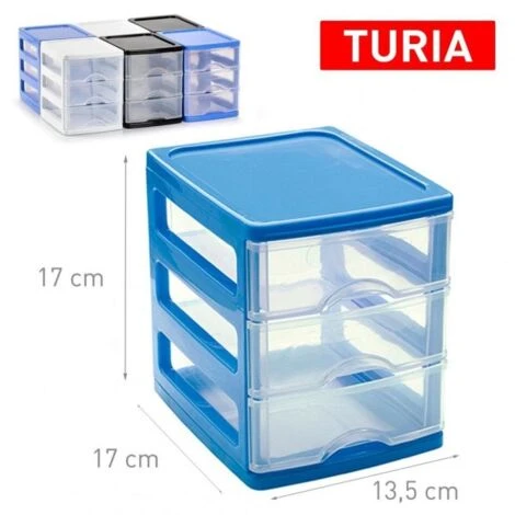 Trade Shop - Cassettiera Turia In Plastica 3 Cassetti 13.5x17x17cm In Vari Colori 11224g9 2 Trade Shop - Cassettiera Turia In Plastica 3 Cassetti 13.5x17x17cm In Vari Colori 11224g9 - immagine 2