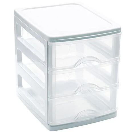 Trade Shop - Cassettiera Turia In Plastica 3 Cassetti 13.5x17x17cm In Vari Colori 11224g9 3 Trade Shop - Cassettiera Turia In Plastica 3 Cassetti 13.5x17x17cm In Vari Colori 11224g9 - immagine 3