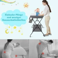 DREAMADE Fasciatoio Pieghevole, Fasciatoio Regolabile In Altezza, Combinazione Fasciatoio Da Bagno Con Ripiano, Combinazione Fasciatoio Per Bambini Dalla Nascita Fino A 11KG (Grigio) -Armonia Casa 95180174 4