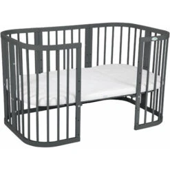 Waldin® Lettino Legno 7in1 Con Materasso, Culla Per Bambini Espandibile:Senza Set Di Tessuti, Legno Grafite -Armonia Casa 95181333 4