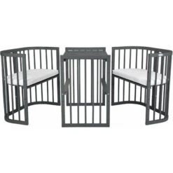 Waldin® Lettino Legno 7in1 Con Materasso, Culla Per Bambini Espandibile:Senza Set Di Tessuti, Legno Grafite -Armonia Casa 95181333 5