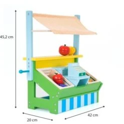 Supermercato Giocattolo Montessori Robincool Vegetable Market 42x20x45,2 Cm In Legno Eco Tenda Cassa E Accessori -Armonia Casa 95204806 4