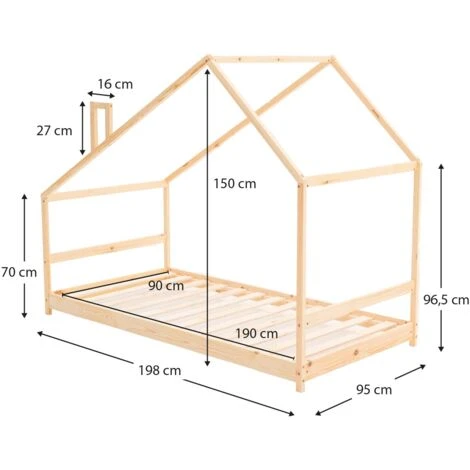 Letto Per Bambini Montessori In Legno Ecologico Robincool Sweet Dreams 198x95x150 Cm Per Materasso Di 190x90 Cm Ghirlanda LED 4 Letto Per Bambini Montessori In Legno Ecologico Robincool Sweet Dreams 198x95x150 Cm Per Materasso Di 190x90 Cm Ghirlanda LED - immagine 4