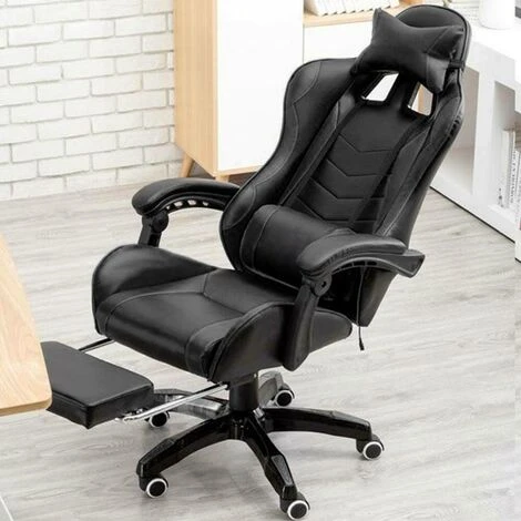 Sedia Poltrona Gaming Scrivania Ufficio Casa Reclinabile Con Poggiapiedi Nero 2 Sedia Poltrona Gaming Scrivania Ufficio Casa Reclinabile Con Poggiapiedi Nero - immagine 2