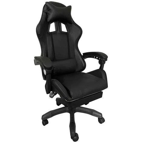 Sedia Poltrona Gaming Scrivania Ufficio Casa Reclinabile Con Poggiapiedi Nero 4 Sedia Poltrona Gaming Scrivania Ufficio Casa Reclinabile Con Poggiapiedi Nero - immagine 4