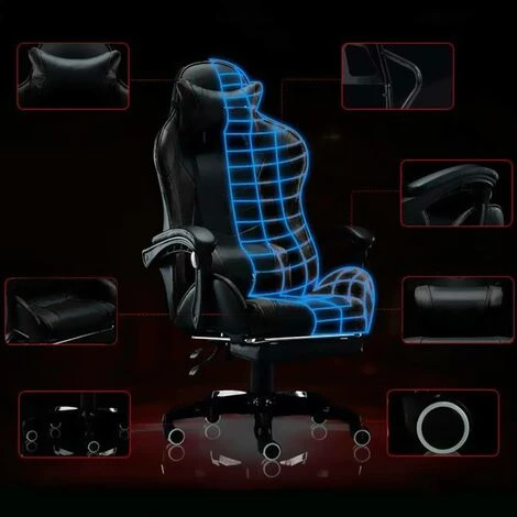 Sedia Poltrona Gaming Scrivania Ufficio Casa Reclinabile Con Poggiapiedi Nero 5 Sedia Poltrona Gaming Scrivania Ufficio Casa Reclinabile Con Poggiapiedi Nero - immagine 5