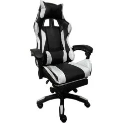 Sedia Poltrona Gaming Scrivania Ufficio Casa Reclinabile Con Poggiapiedi Bianco -Armonia Casa 95532374 3
