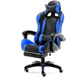 Sedia Poltrona Gaming Scrivania Ufficio Casa Reclinabile Con Poggiapiedi Blu