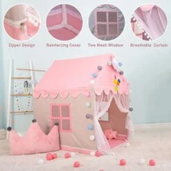 Princess Play Tent Large Pink Princess Castle Tenda Interna Regalo Con Borsa Per Il Trasporto 7 Princess Play Tent Large Pink Princess Castle Tenda Interna Regalo Con Borsa Per Il Trasporto -Armonia Casa 95548352 3