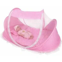 Tenda Per Lettino Per Bambini Portatile Pieghevole Anti-insetto Tenda Per Zanzare Per Bambini Per Viaggi All'aperto Con Cuscino Materasso Piccolo Giocattolo Per Bambini (blu/rosa) (rosa) -Armonia Casa 95763607 3