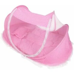 Tenda Per Lettino Per Bambini Portatile Pieghevole Anti-insetto Tenda Per Zanzare Per Bambini Per Viaggi All'aperto Con Cuscino Materasso Piccolo Giocattolo Per Bambini (blu/rosa) (rosa) -Armonia Casa 95763607 5