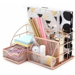 Organizzatore Da Scrivania/organizzatore Di Cancelleria/portapenne/ordinato Da Scrivania/organizzatore Multifunzione (oro Rosa) -Armonia Casa 95785551 3