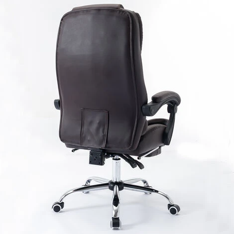 Sedia Presidenziale Da Ufficio Marrone Poltrona Scrivania Girevole E Poggiapiedi 3 Sedia Presidenziale Da Ufficio Marrone Poltrona Scrivania Girevole E Poggiapiedi - immagine 3