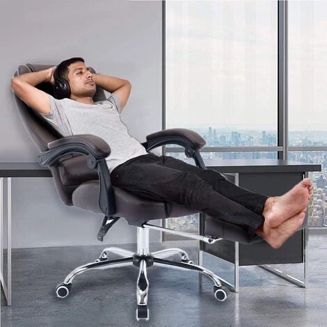 Sedia Presidenziale Da Ufficio Marrone Poltrona Scrivania Girevole E Poggiapiedi 4 Sedia Presidenziale Da Ufficio Marrone Poltrona Scrivania Girevole E Poggiapiedi - immagine 4