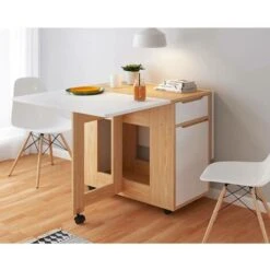 Tavolo Pranzo Scrivania Con 2 Cassetti Richiudibile Allungabile Scomparsa Bianco -Armonia Casa 95963836 4