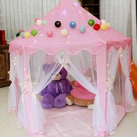 Tenda Da Gioco Per Bambini, Tenda Da Gioco, Con Rete, Tenda Da Castello Principessa Per Interni Ed Esterni, Per Un Massimo Di 3 Bambini, Φ140 Cm, Rosa, 5 Tenda Da Gioco Per Bambini, Tenda Da Gioco, Con Rete, Tenda Da Castello Principessa Per Interni Ed Esterni, Per Un Massimo Di 3 Bambini, Φ140 Cm, Rosa, - immagine 5