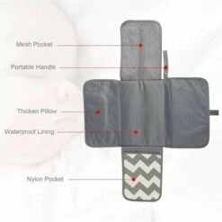 Fasciatoio, Fasciatoio Da Viaggio, Fasciatoio Pieghevole Con Tasche Per Cuscino Per La Testa Kit Fasciatoio Per Orinatoio 6090 Cm Grigio ， -Armonia Casa 96205391 4