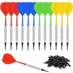 12 Freccette Con Punta Morbida, Freccette A Barra, Set Di Freccette Con Punta In Plastica, Attacca 100 Punte Di Ricambio Extra Nere