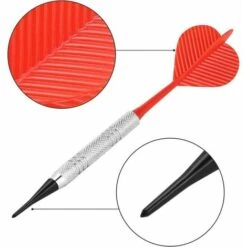 12 Freccette Con Punta Morbida, Freccette A Barra, Set Di Freccette Con Punta In Plastica, Attacca 100 Punte Di Ricambio Extra Nere -Armonia Casa 96227907 3