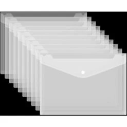 LITZEE 10 Cartelle Di File In Plastica A4, Cartella Di File A4, Cartelle Di File In Plastica Trasparente Con Bottone A Pressione Per Materiale Scolastico Per Ufficio Busta A4 Per Compiti