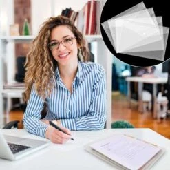 LITZEE 10 Cartelle Di File In Plastica A4, Cartella Di File A4, Cartelle Di File In Plastica Trasparente Con Bottone A Pressione Per Materiale Scolastico Per Ufficio Busta A4 Per Compiti -Armonia Casa 96298079 5