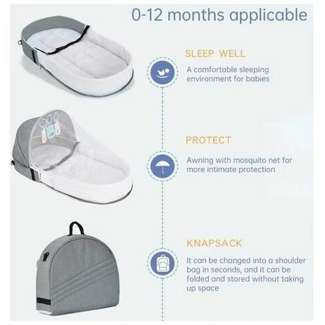 Lettino Da Viaggio Per Bambini Con Baldacchino In Zanzariera, Lettino Pieghevole Per Culla Con Zanzariera Lettino Da Viaggio Bionico Cotone Traspirante Nido Coccolone Repellente Per Zanzare Culla Port 2 Lettino Da Viaggio Per Bambini Con Baldacchino In Zanzariera, Lettino Pieghevole Per Culla Con Zanzariera Lettino Da Viaggio Bionico Cotone Traspirante Nido Coccolone Repellente Per Zanzare Culla Port - immagine 2