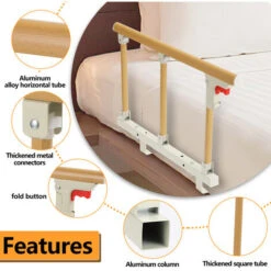 Randaco Sponda Letto Ribaltabile Per Anziani, Parapetto Letto Per Adulti Disabili, Sponda Sicurezza Da Portatile, Barriera Per Letto In Metallo 70x40cm -Armonia Casa 96518676 4
