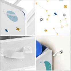 Songmics Scaffale Portaoggetti, 9 Scatole Per Giocattoli E Libri, Organizzatore In Tessuto TNT, Per Camera Dei Bambini, Sala Giochi, Asilo, 62,5 X 29,5 X 60 Cm, Motivi Spaziali, Bianco -Armonia Casa 96922881 4
