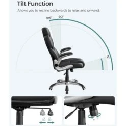 Songmics Sedia Da Ufficio, Poltrona Girevole Ergonomica, Con Braccioli Pieghevoli, Base A Stella In Nylon, Carico Massimo 150 Kg, Nero -Armonia Casa 96923083 4