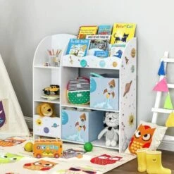 Songmics Organizzatore Per Giocattoli, Libreria Per Bambini, Scaffale Multifunzionale Con 2 Scatole Portaoggetti, Alta Capacità, Per Camera Dei Giochi, Camera Da Letto, Soggiorno, Bianco -Armonia Casa 96923111 3