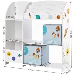 Songmics Organizzatore Per Giocattoli, Libreria Per Bambini, Scaffale Multifunzionale Con 2 Scatole Portaoggetti, Alta Capacità, Per Camera Dei Giochi, Camera Da Letto, Soggiorno, Bianco -Armonia Casa 96923111 5