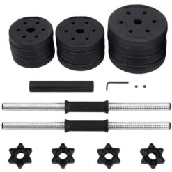 Songmics Set Di Manubri Regolabili Con Barra Bilanciere Extra, 10 KG, 20 KG, Per Uomini E Donne, Allenamento Esercizio Fitness Sollevamento Pesi In Palestra E A Casa, 1 Paio, -Armonia Casa 96923178 3