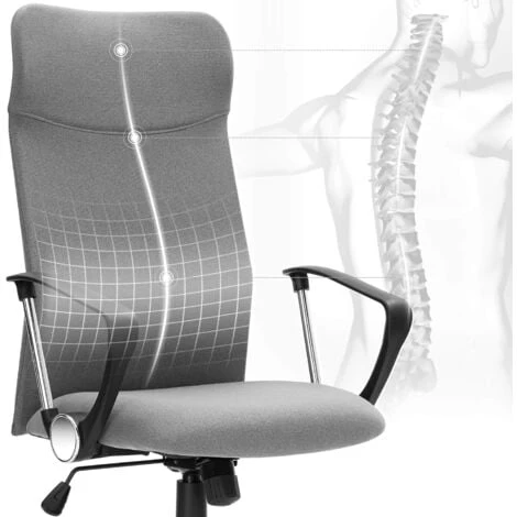 Songmics Sedia Da Ufficio, Poltrona Da Ufficio Ergonomica, Sedia Girevole E Rivestita In Tessuto, Regolabile In Altezza E Inclinazione Libera, Portata Max 120 Kg, Seduta Imbottita, Grigio 3 Songmics Sedia Da Ufficio, Poltrona Da Ufficio Ergonomica, Sedia Girevole E Rivestita In Tessuto, Regolabile In Altezza E Inclinazione Libera, Portata Max 120 Kg, Seduta Imbottita, Grigio - immagine 3