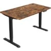 Songmics Scrivania Elettrica A Regolazione Continua Dell’Altezza, Tavolo Da Lavoro Con Motore, 140 X 70 X (73-114) Cm, Acciaio, Marrone Vintage E Nero