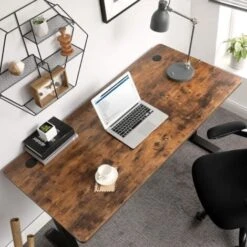 Songmics Scrivania Elettrica A Regolazione Continua Dell’Altezza, Tavolo Da Lavoro Con Motore, 140 X 70 X (73-114) Cm, Acciaio, Marrone Vintage E Nero -Armonia Casa 97057079 3