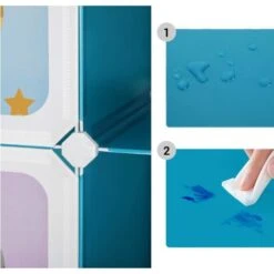 Songmics Scaffale Portaoggetti A 16 Cubi Per Bambini, Portagiochi Ad Incastro, Armadio In Plastica, Organizzatore Modulare Per Abiti Scarpe Zainetto, 123 X 31 X 123 Cm, Azzurro -Armonia Casa 97057122 4