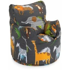 Ready Steady Bed Poltrona Per Bambini, Sedia A Sacco Attraente E Confortevole Per Bambini Con Stampe Vivaci E Imbottitura Di Fagioli Morbidi, Africa