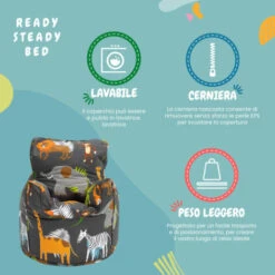 Ready Steady Bed Poltrona Per Bambini, Sedia A Sacco Attraente E Confortevole Per Bambini Con Stampe Vivaci E Imbottitura Di Fagioli Morbidi, Africa -Armonia Casa 97106736 5