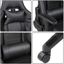 Sedia Poltrona Gaming Scrivania Ufficio Reclinabile 180 Gradi Girevole Nero -Armonia Casa 97144792 3