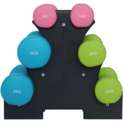 Set 6 Manubri Palestra Con Stand Appoggio 2x1kg+2x2kg+2x3kg Pesi Sport Fitness -Armonia Casa 97314834 3