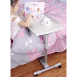 SoBuy Tavolino Con Rotelle Tavolino Letto Tavolino Regolabile Bianco Con Route Fbt07N2-W -Armonia Casa 9829390 4