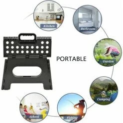 Sgabello Pieghevole - Altezza 9" Per Bambini E Adulti, Cucina, Giardino, Bagno (Nero) 7 Sgabello Pieghevole - Altezza 9" Per Bambini E Adulti, Cucina, Giardino, Bagno (Nero) -Armonia Casa 98713329 3