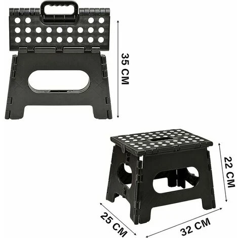 Sgabello Pieghevole - Altezza 9" Per Bambini E Adulti, Cucina, Giardino, Bagno (Nero) 4 Sgabello Pieghevole - Altezza 9" Per Bambini E Adulti, Cucina, Giardino, Bagno (Nero) - immagine 4