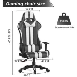 Sedia Da Ufficio Sedia Da Gioco Sedia Da Ufficio Schienale Alto Con Cuscino E Schienale Reclinabile, Bianco E Nero Bigzza -Armonia Casa 98925577 4