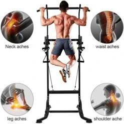 Bigzzia Multi Pull Up Bar Dip Station Altezza Regolabile Torre Di Potenza Attrezzature Esercizio Fitness Stazione Di Allenamento Per Casa Palestra -Armonia Casa 98925592 5