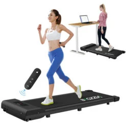 Bigzzia Tapis Roulant Elettrico Pieghevole,Walking Pad 10 Km/h,Tappeto Corsa Extra Large 42CM,con Telecomando E Display LCD,Telaio Rinforzato And 220LB Max Weight For Home Office Exercise - Nero
